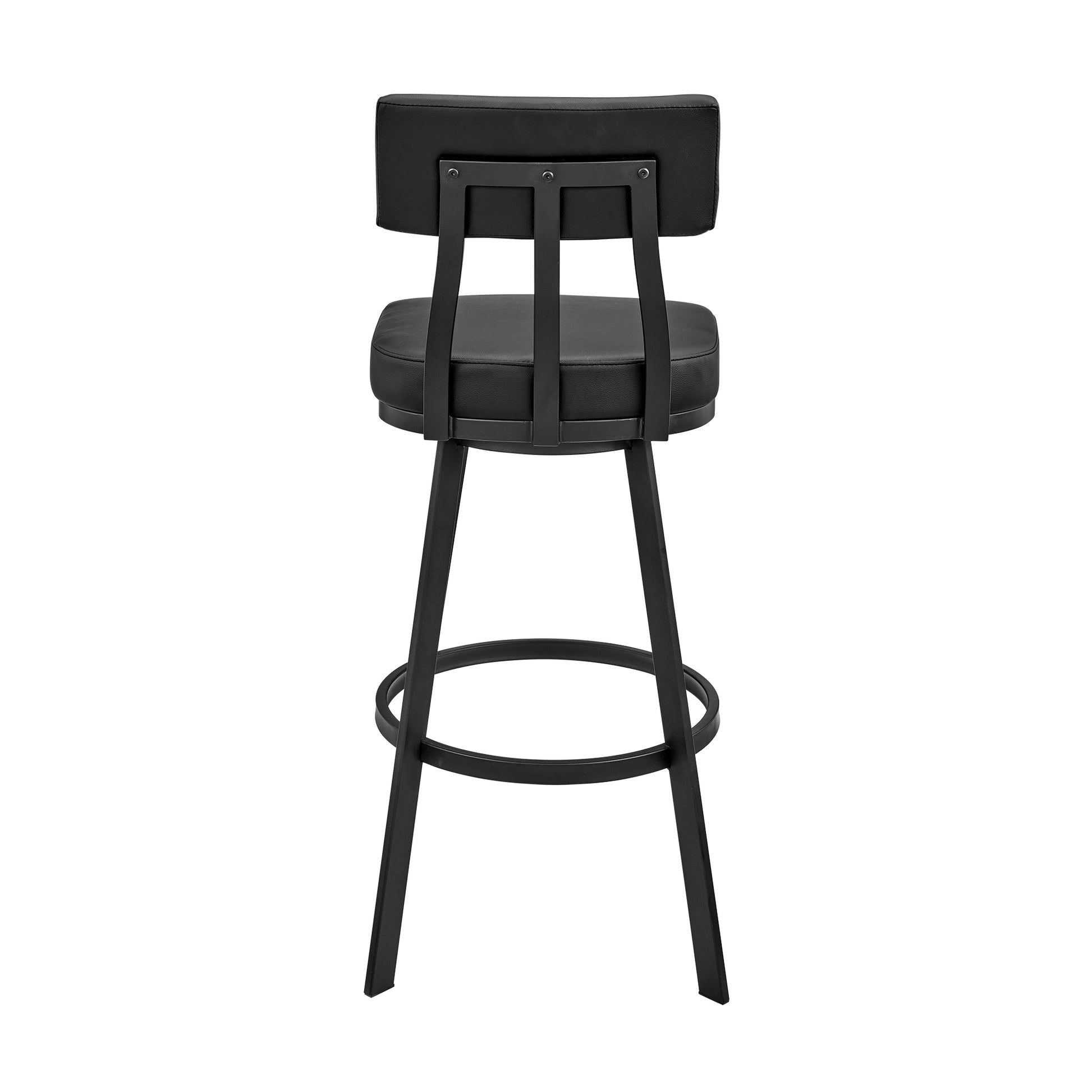 Jinab Swivel Bar Stool in Black Metal with Black Faux Leather By Armen Living | Bar Stools | Modishstore - 5