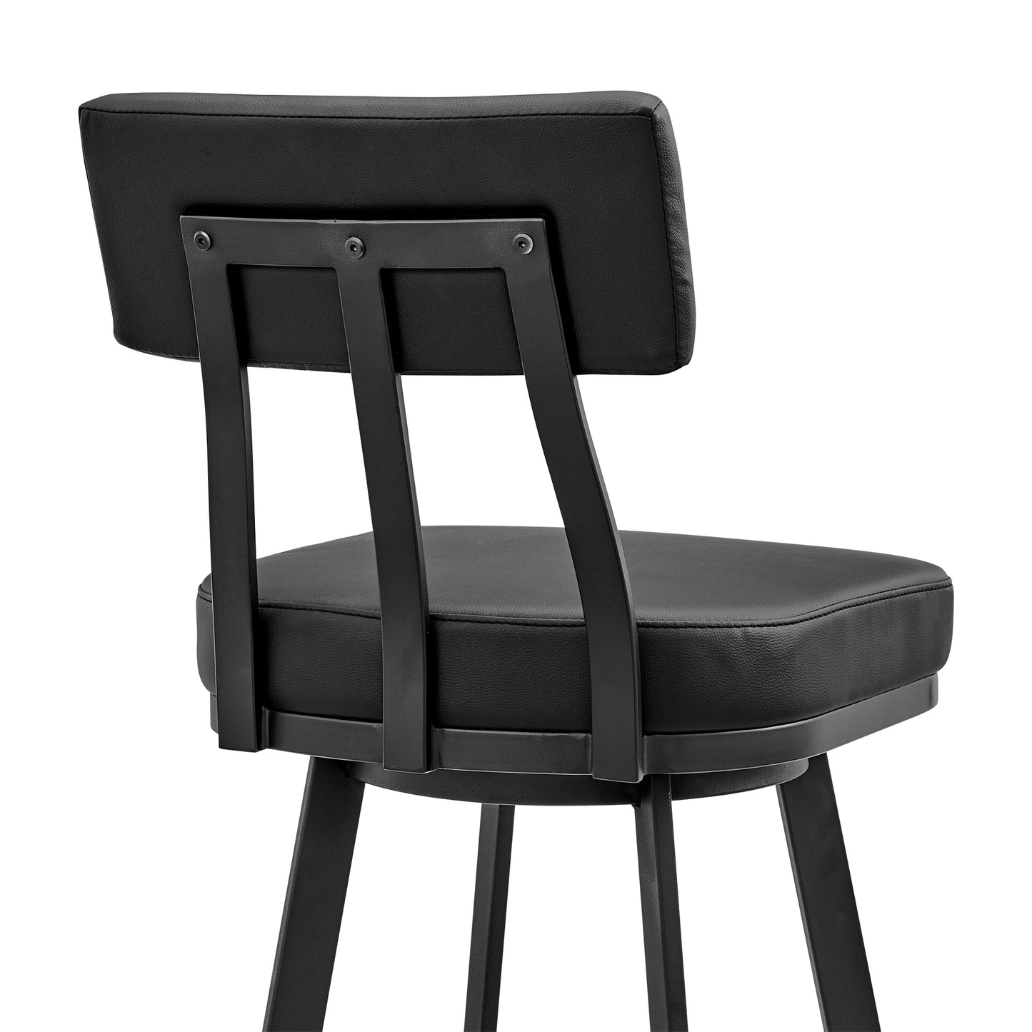 Jinab Swivel Bar Stool in Black Metal with Black Faux Leather By Armen Living | Bar Stools | Modishstore - 10