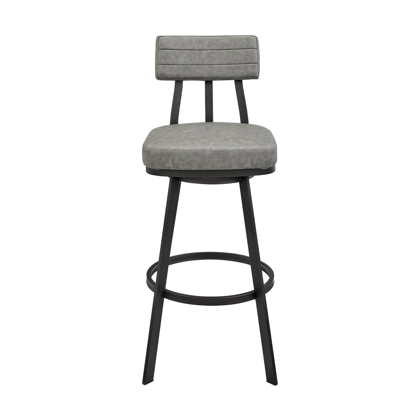 Jinab Swivel Bar Stool in Black Metal with Grey Faux Leather By Armen Living | Bar Stools | Modishstore - 3