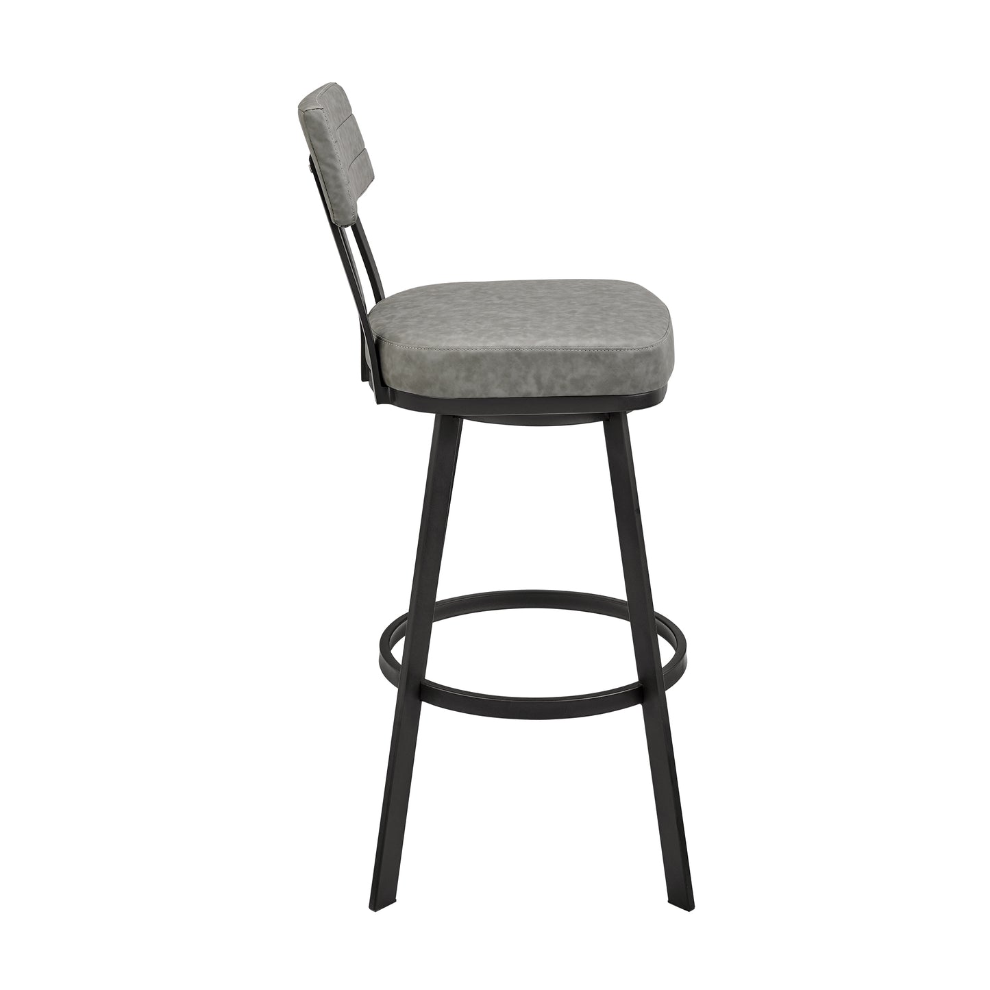 Jinab Swivel Bar Stool in Black Metal with Grey Faux Leather By Armen Living | Bar Stools | Modishstore - 4