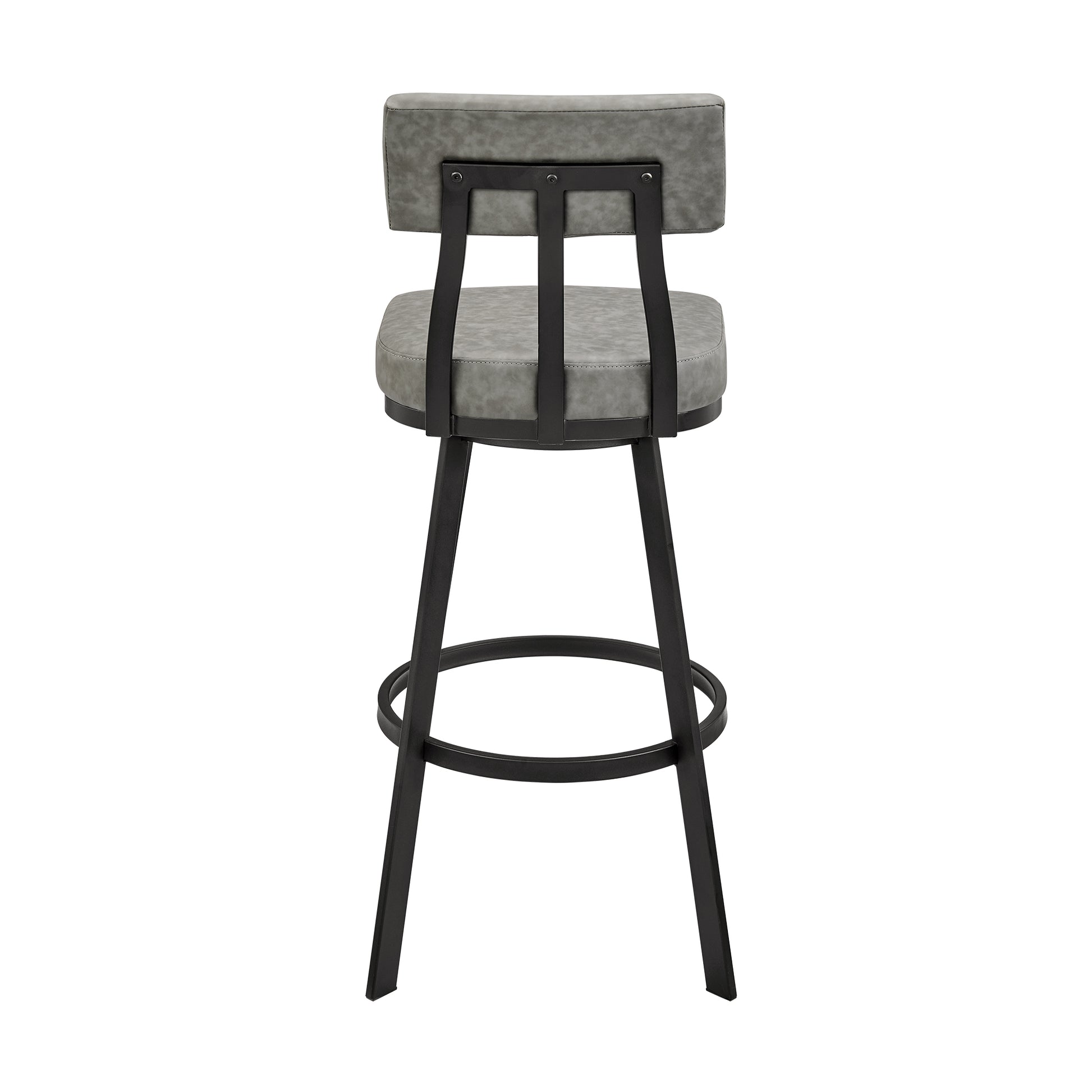 Jinab Swivel Bar Stool in Black Metal with Grey Faux Leather By Armen Living | Bar Stools | Modishstore - 5