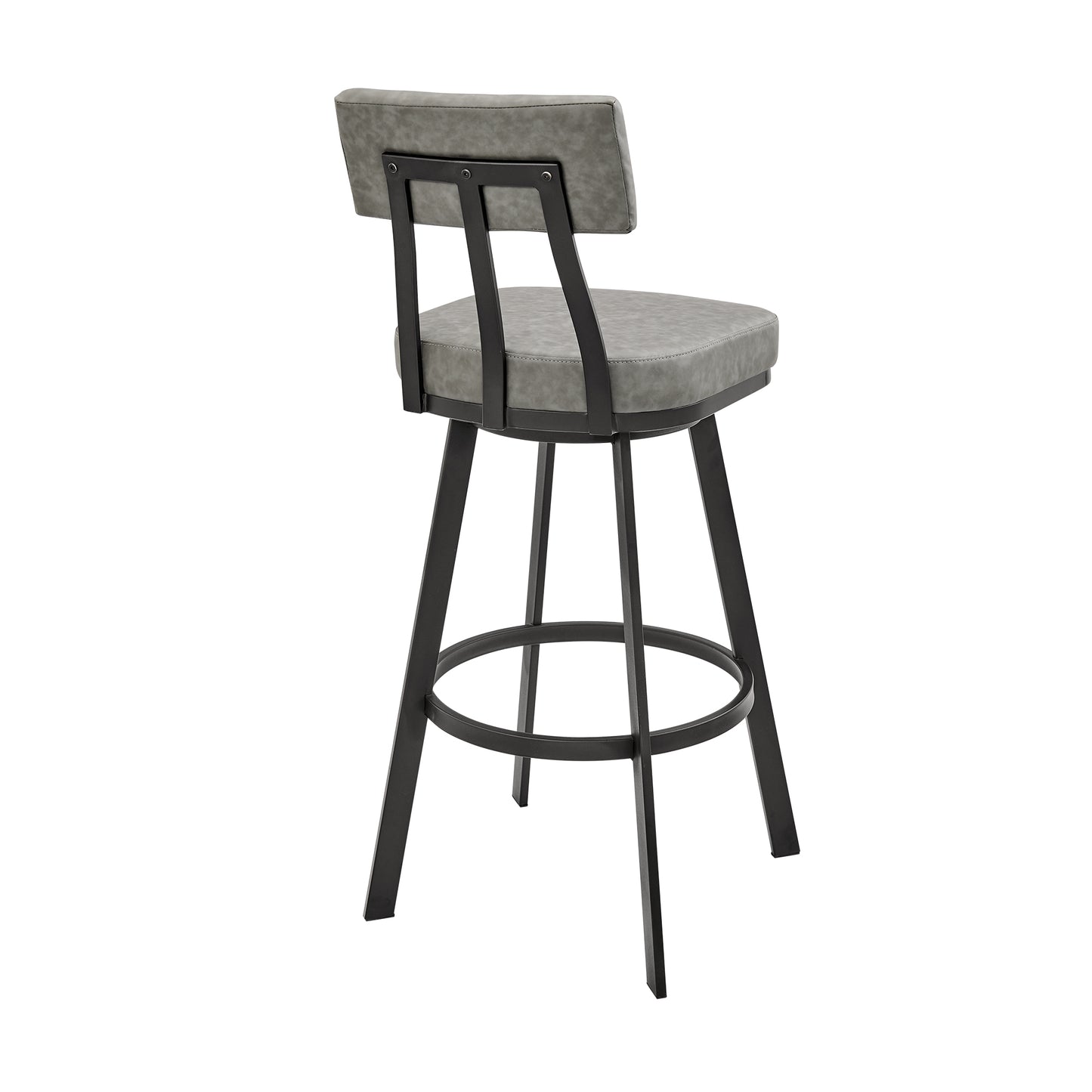 Jinab Swivel Bar Stool in Black Metal with Grey Faux Leather By Armen Living | Bar Stools | Modishstore - 6