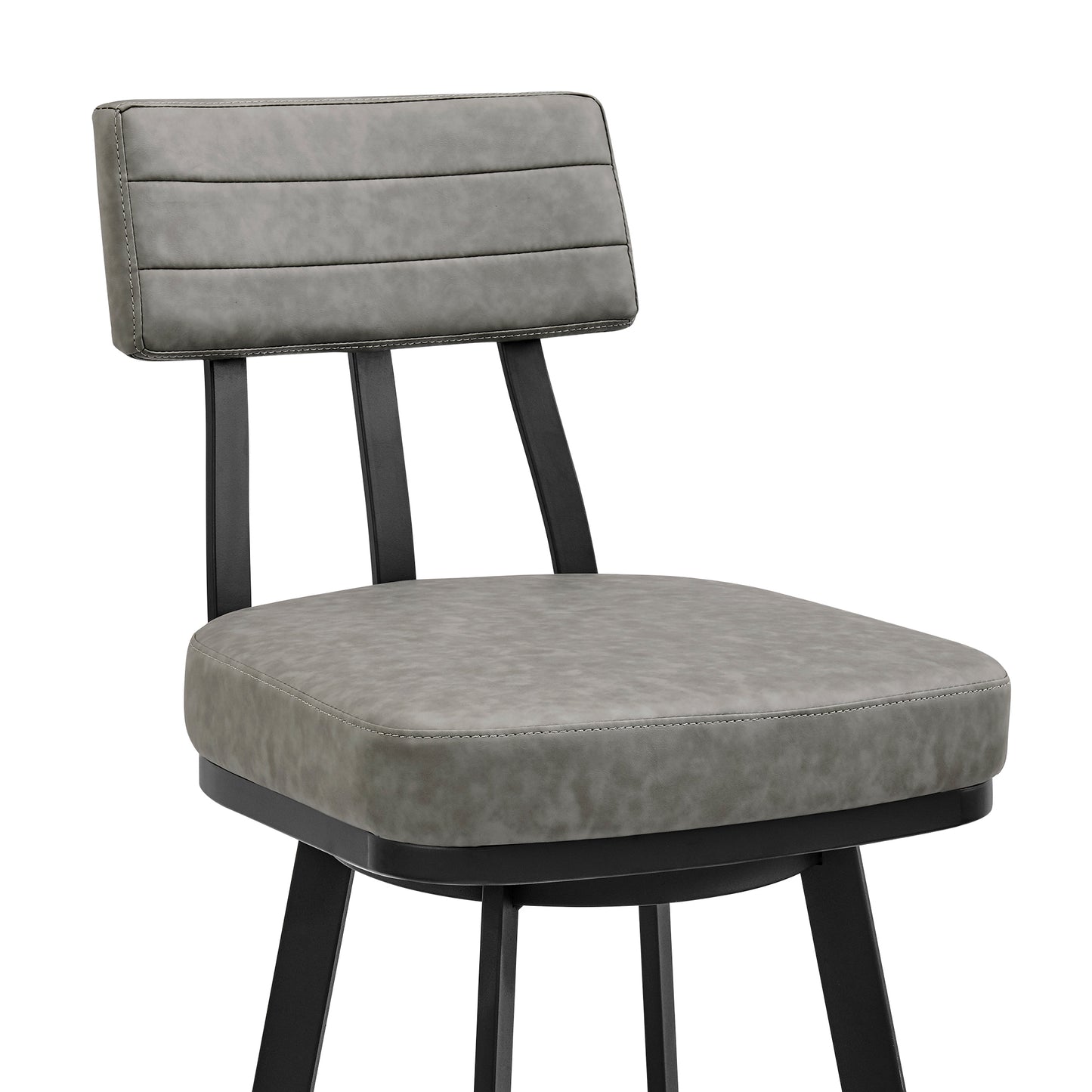 Jinab Swivel Bar Stool in Black Metal with Grey Faux Leather By Armen Living | Bar Stools | Modishstore - 7