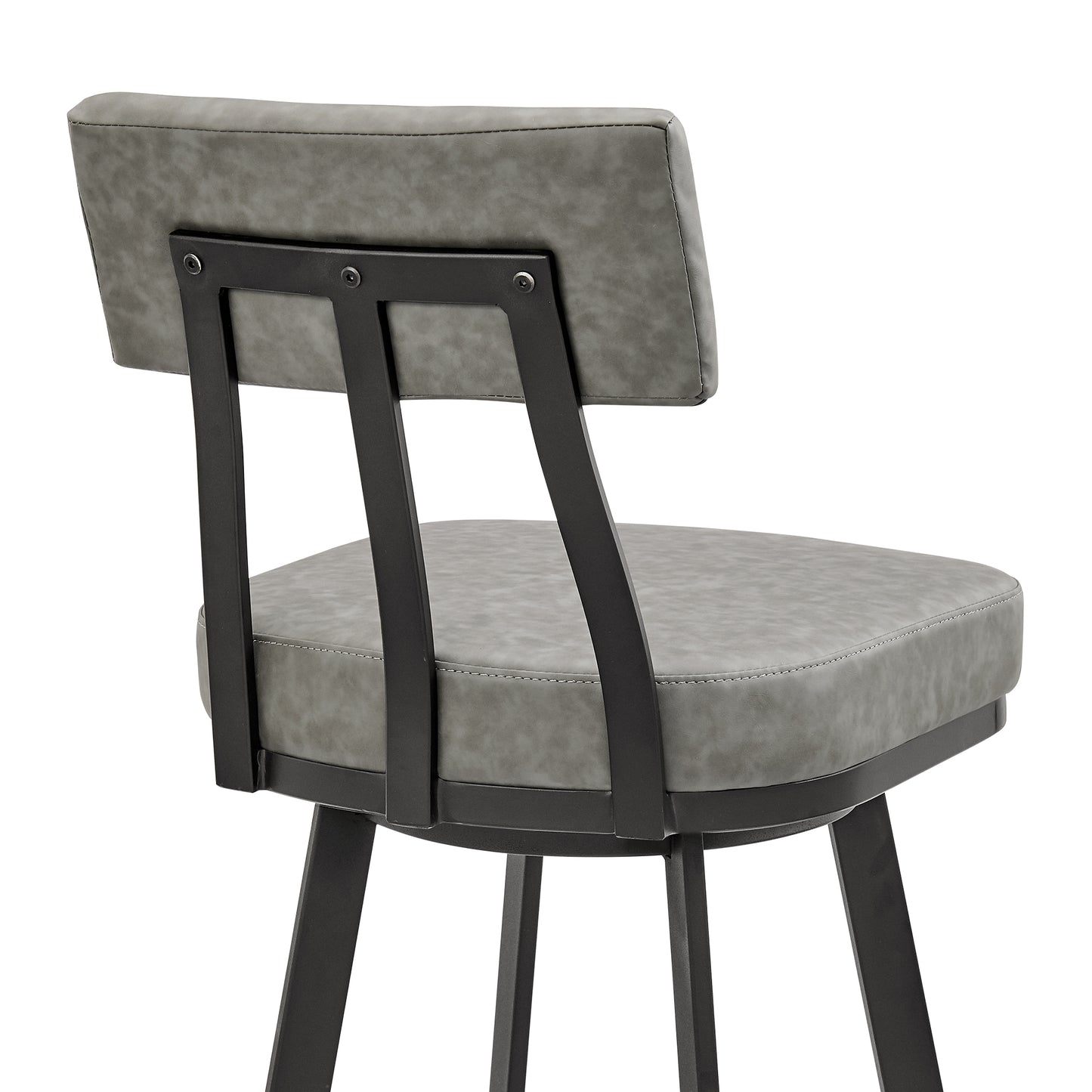 Jinab Swivel Bar Stool in Black Metal with Grey Faux Leather By Armen Living | Bar Stools | Modishstore - 10