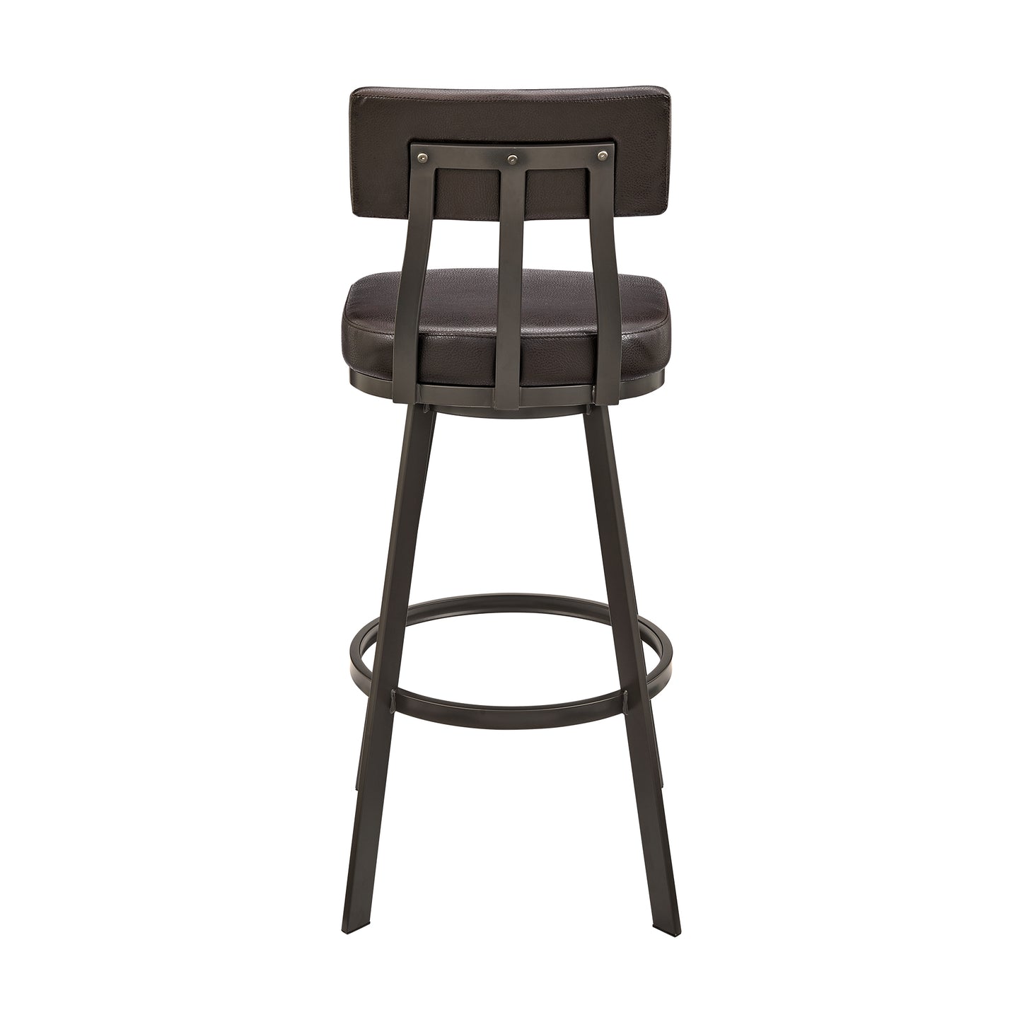 Bejnamin Swivel Bar Stool in Brown Metal with Brown Faux Leather By Armen Living | Bar Stools | Modishstore - 5