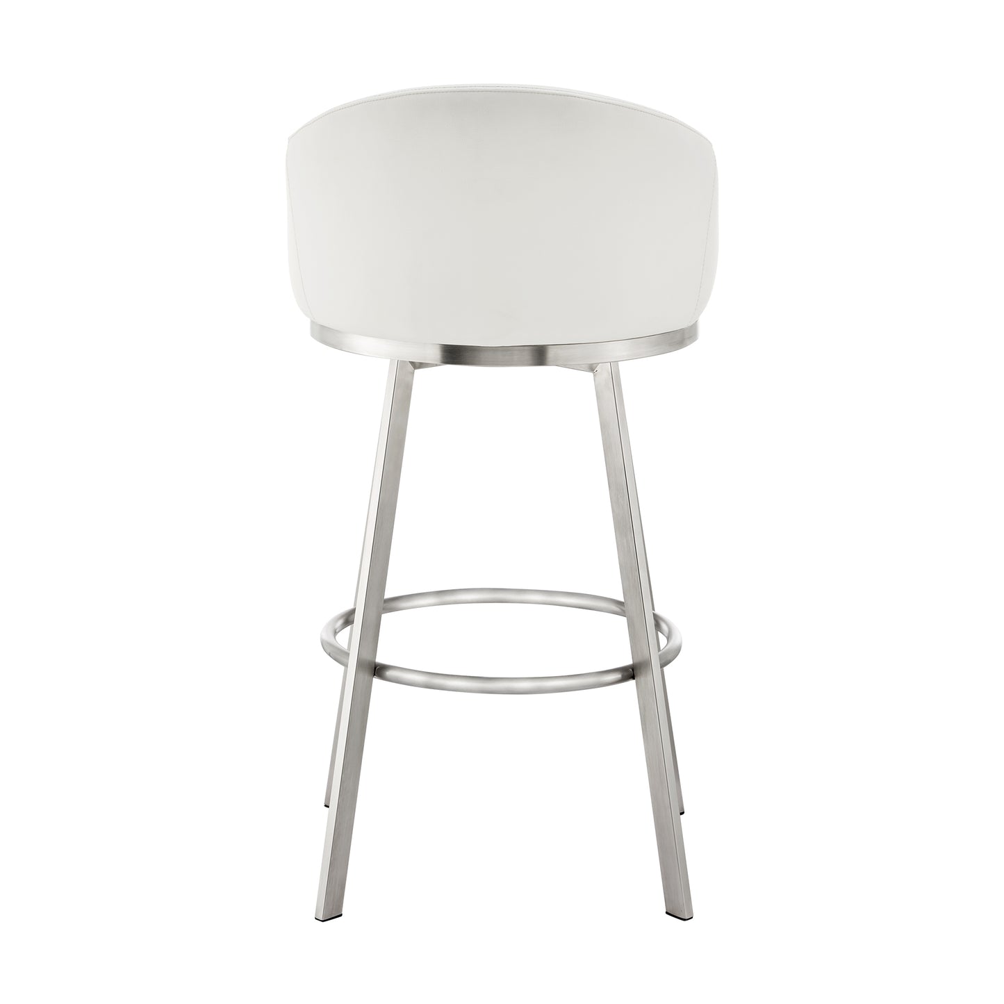 Noran Swivel Bar Stool in Brushed Stainless Steel with White Faux Leather By Armen Living | Bar Stools | Modishstore - 6