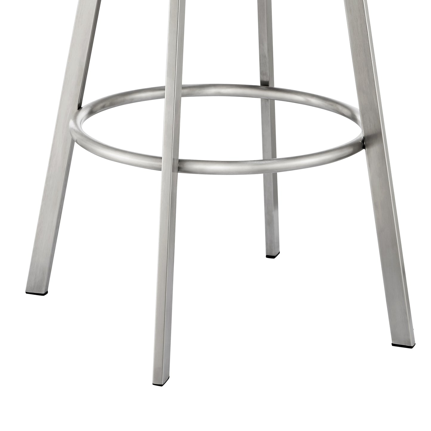 Noran Swivel Bar Stool in Brushed Stainless Steel with White Faux Leather By Armen Living | Bar Stools | Modishstore - 8