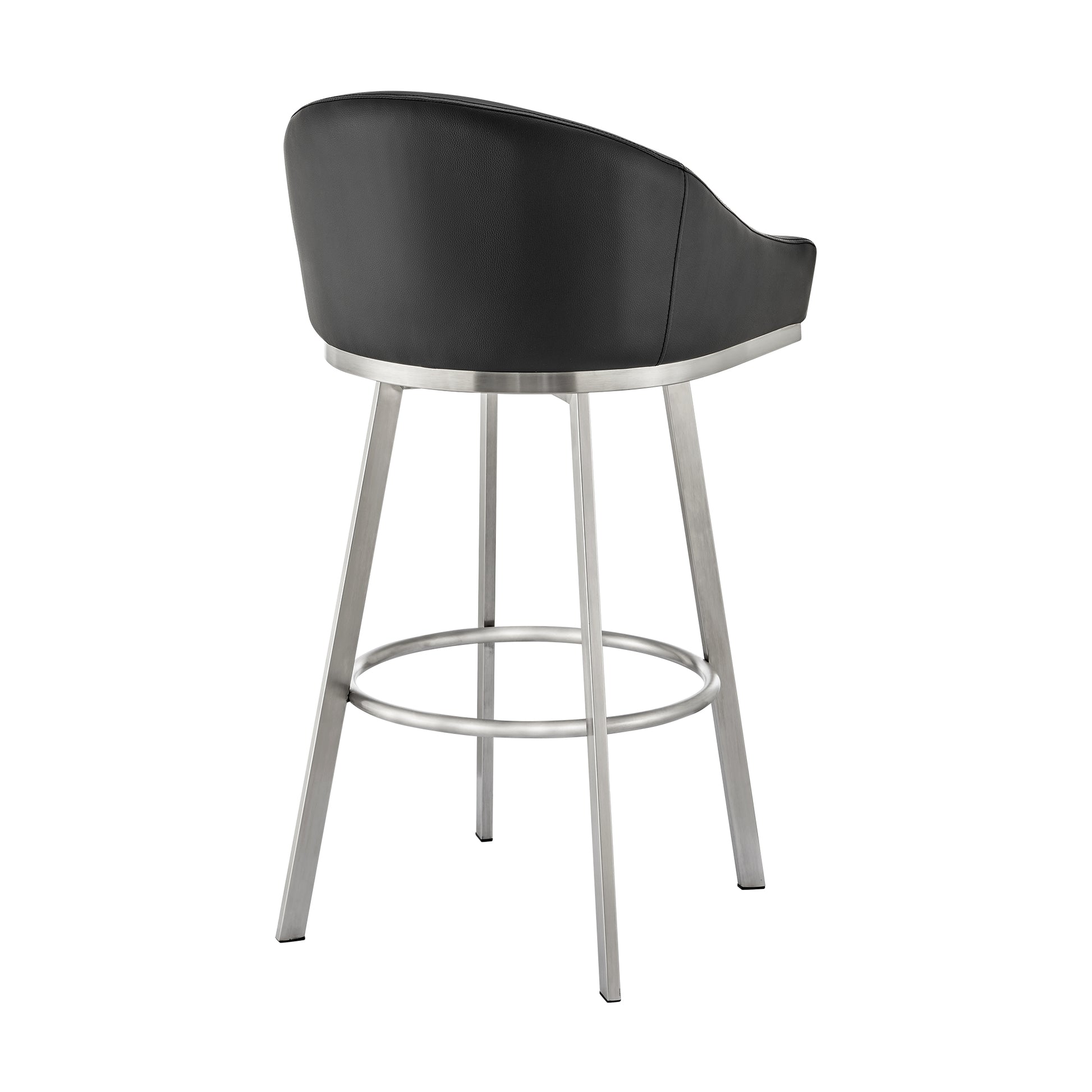 Noran Swivel Bar Stool in Brushed Stainless Steel with White Faux Leather By Armen Living | Bar Stools | Modishstore - 15