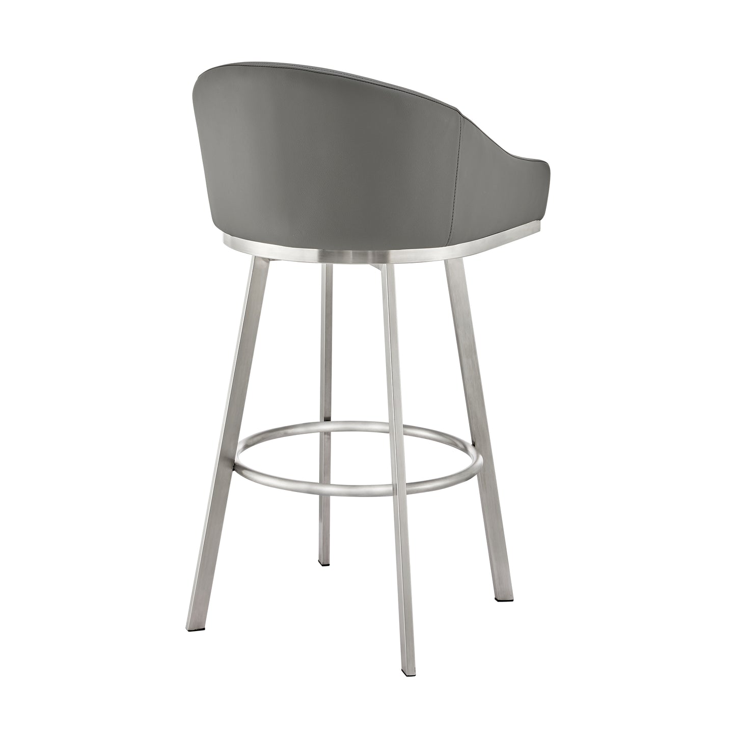 Noran Swivel Bar Stool in Brushed Stainless Steel with White Faux Leather By Armen Living | Bar Stools | Modishstore - 25