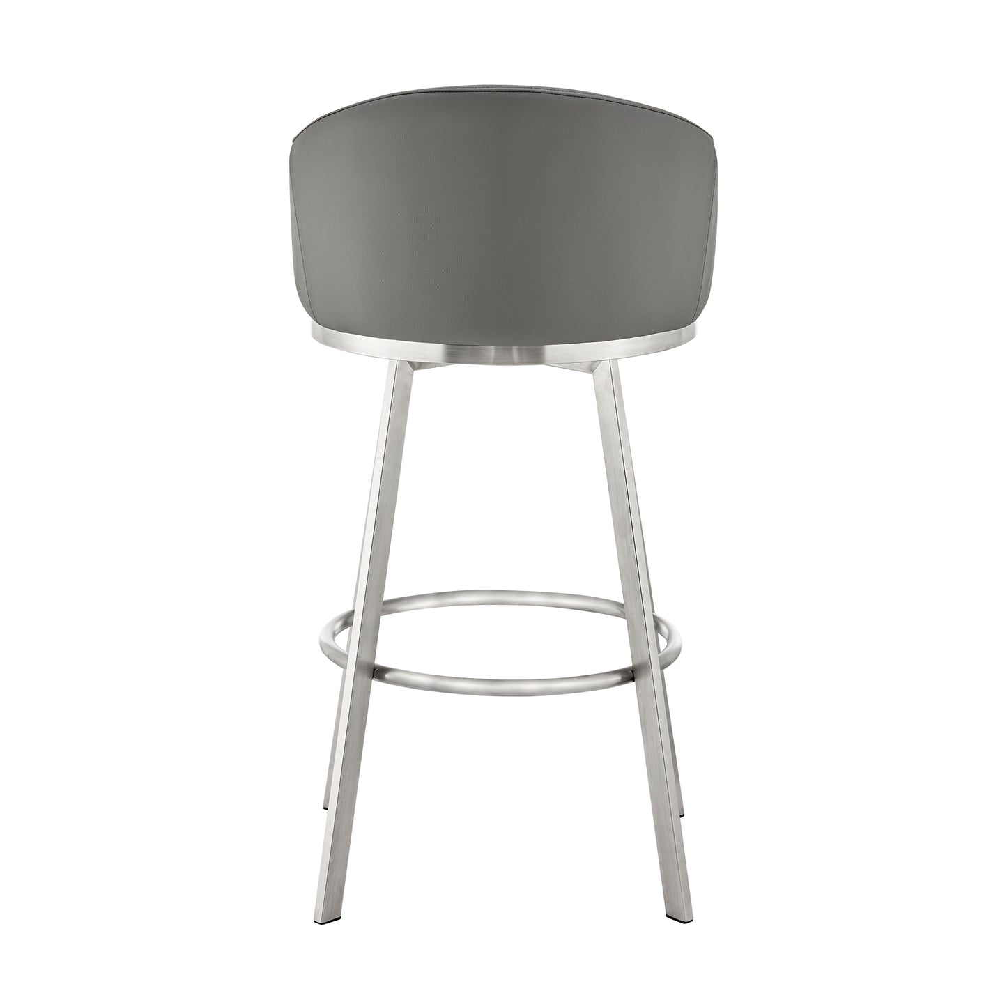 Noran Swivel Bar Stool in Brushed Stainless Steel with White Faux Leather By Armen Living | Bar Stools | Modishstore - 26