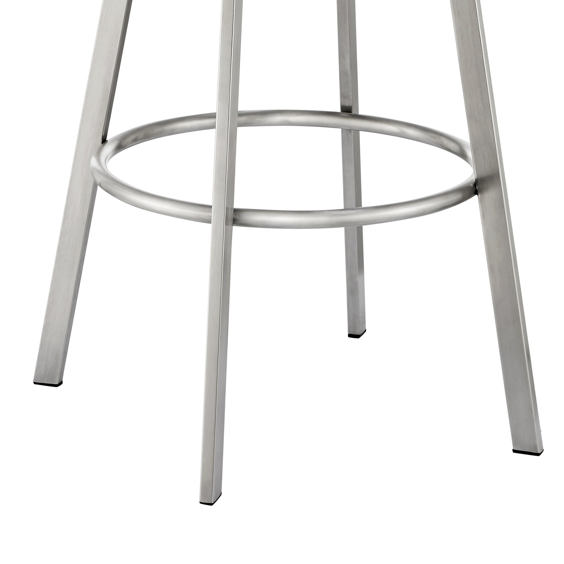 Noran Swivel Bar Stool in Brushed Stainless Steel with White Faux Leather By Armen Living | Bar Stools | Modishstore - 28