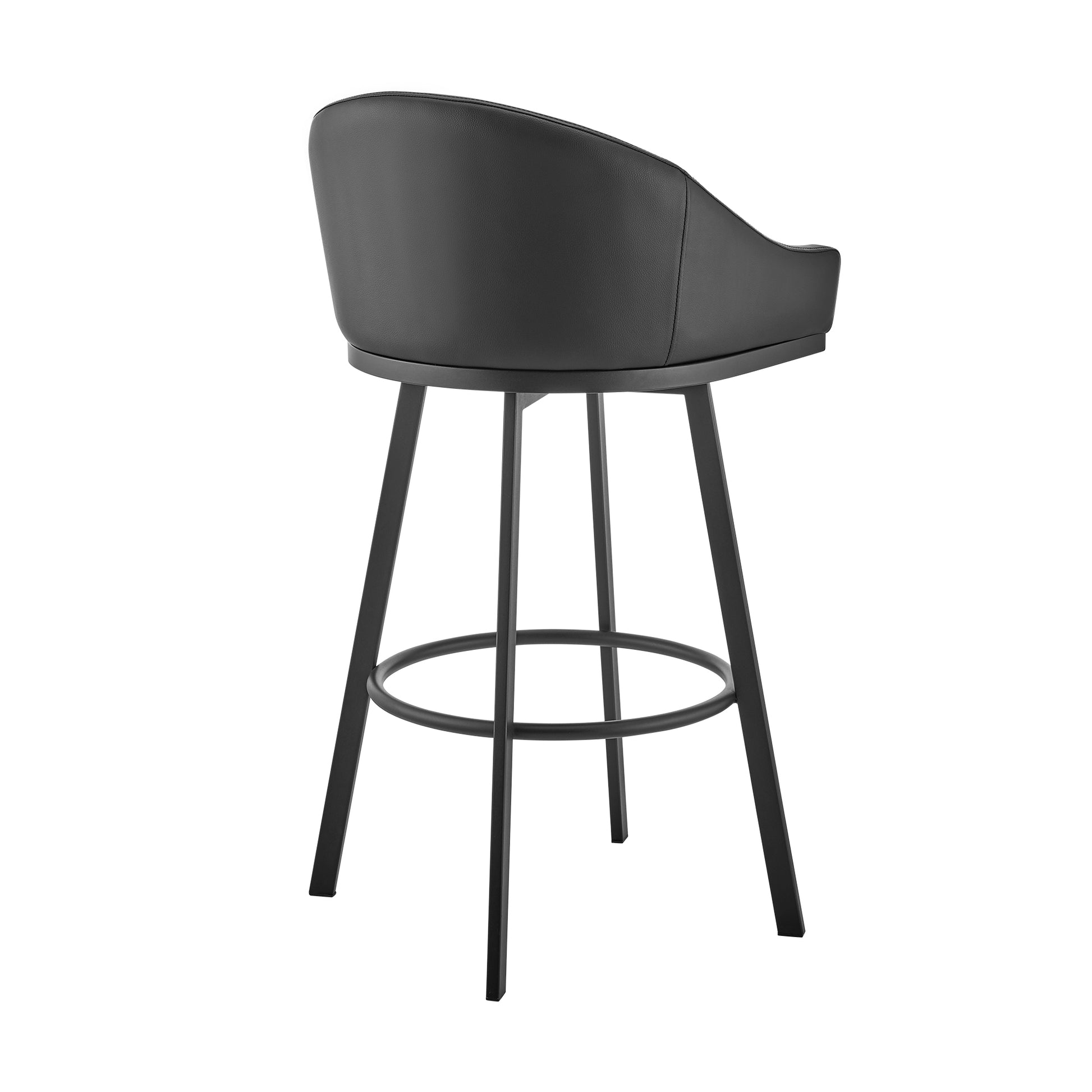 Noran Swivel Bar Stool in Black Metal with Black Faux Leather By Armen Living | Bar Stools | Modishstore - 5