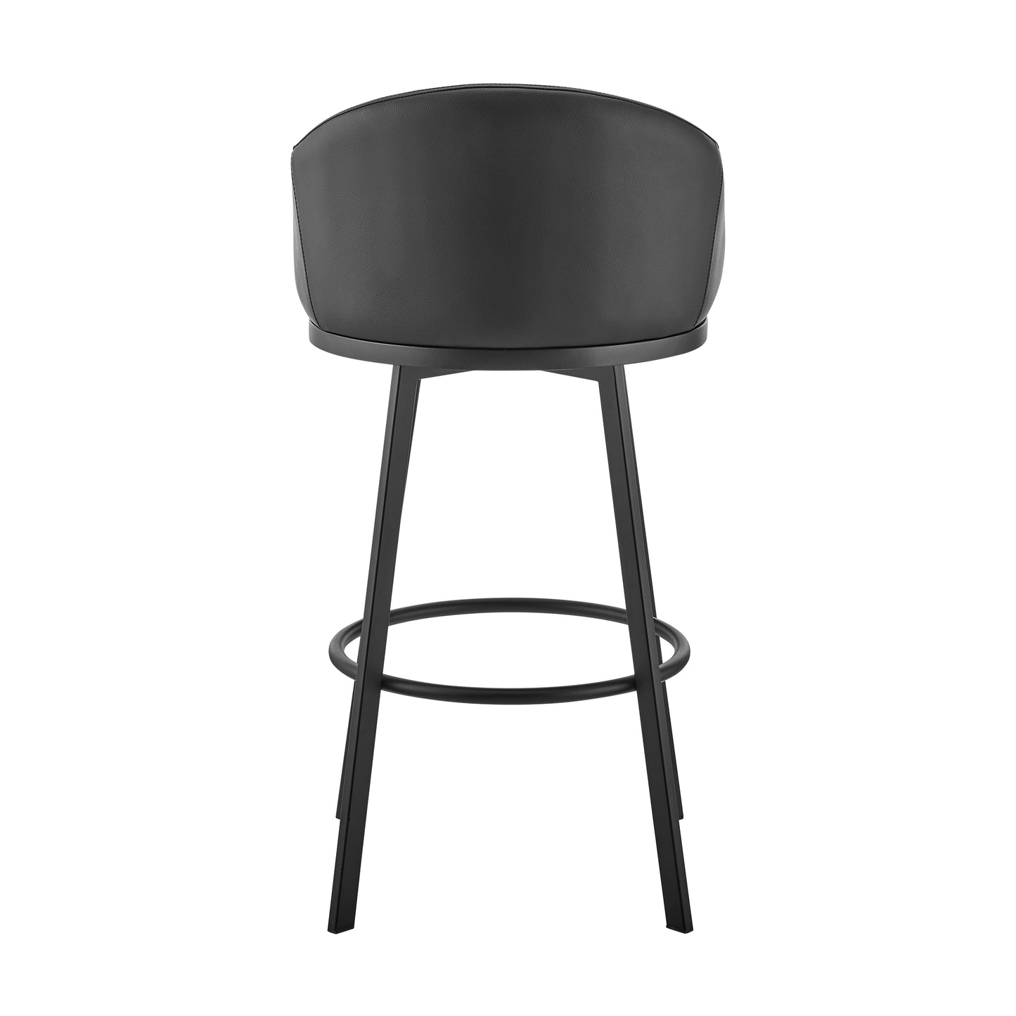 Noran Swivel Bar Stool in Black Metal with Black Faux Leather By Armen Living | Bar Stools | Modishstore - 6