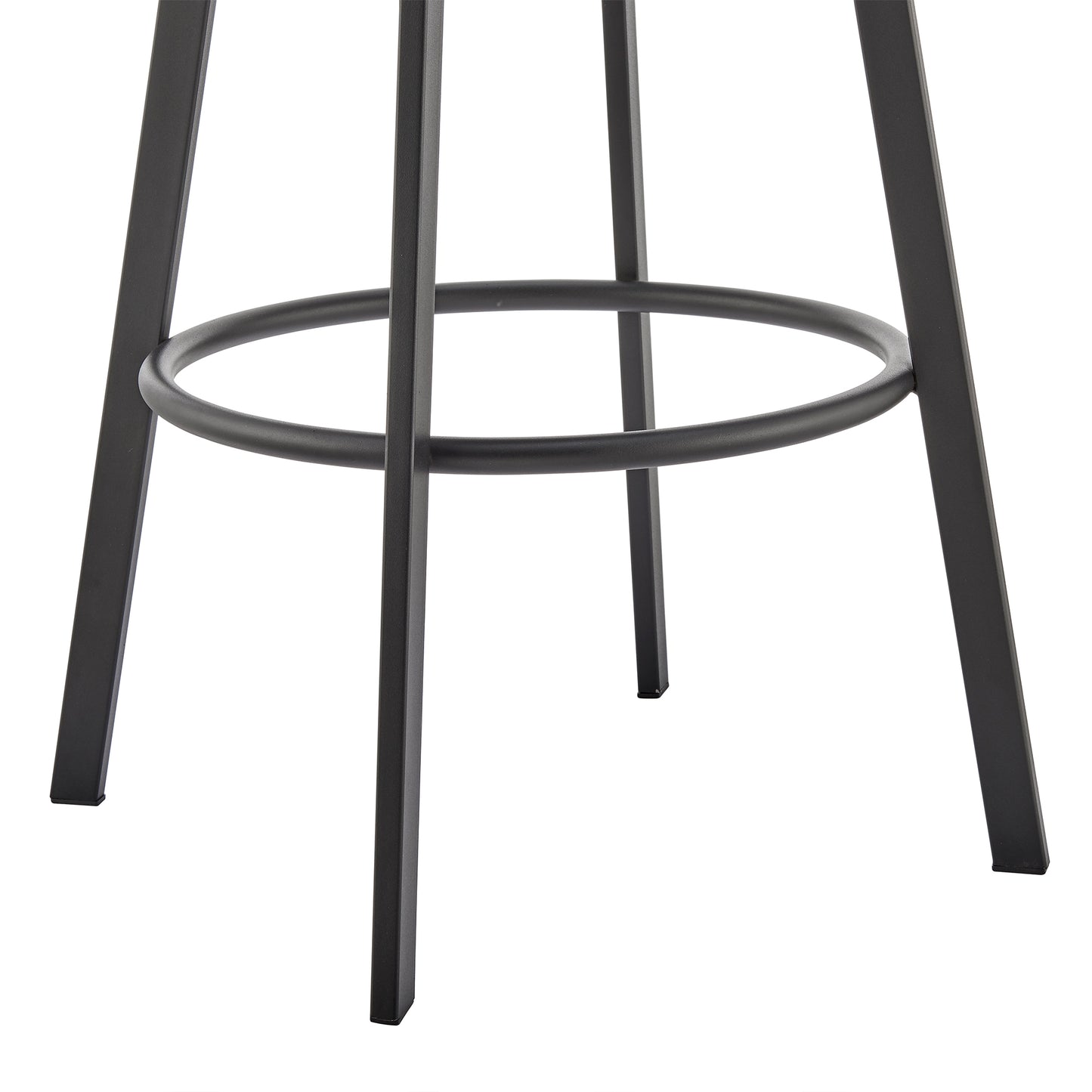 Noran Swivel Bar Stool in Black Metal with Black Faux Leather By Armen Living | Bar Stools | Modishstore - 8