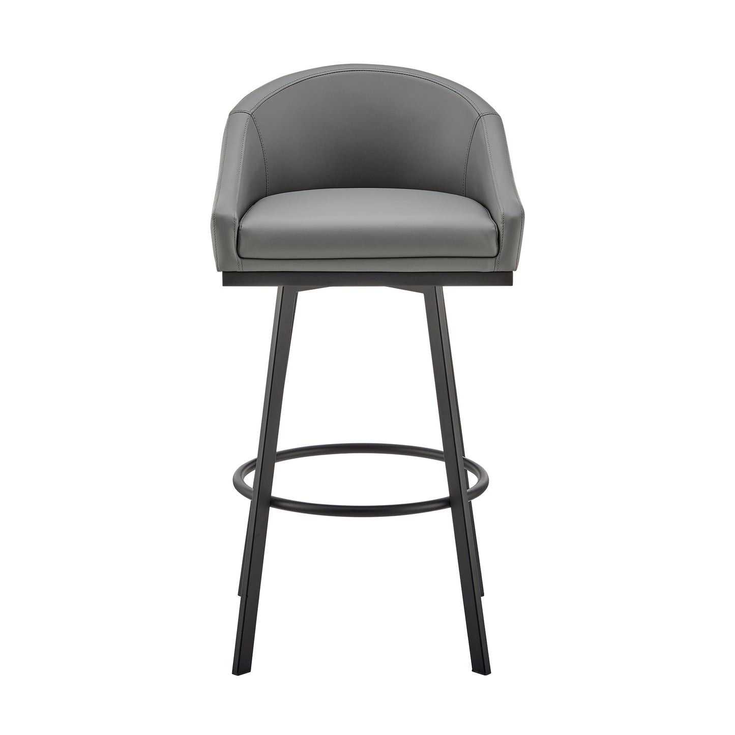 Noran Swivel Bar Stool in Black Metal with Black Faux Leather By Armen Living | Bar Stools | Modishstore - 13