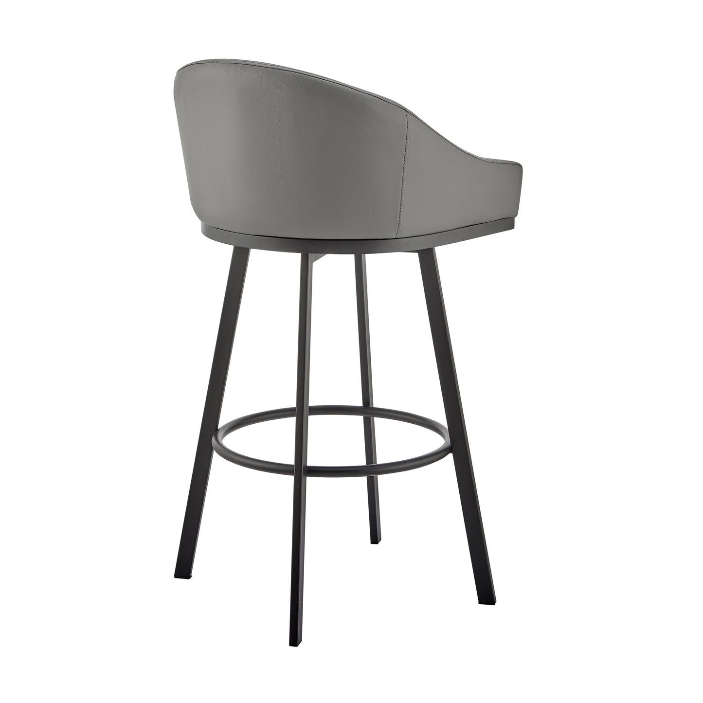 Noran Swivel Bar Stool in Black Metal with Black Faux Leather By Armen Living | Bar Stools | Modishstore - 15