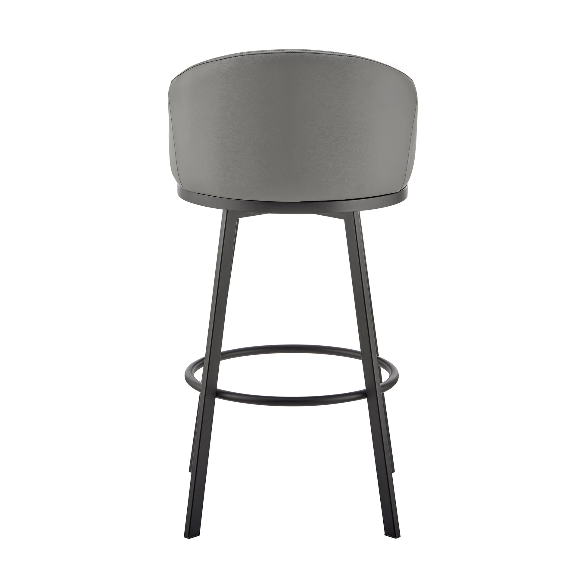 Noran Swivel Bar Stool in Black Metal with Black Faux Leather By Armen Living | Bar Stools | Modishstore - 16