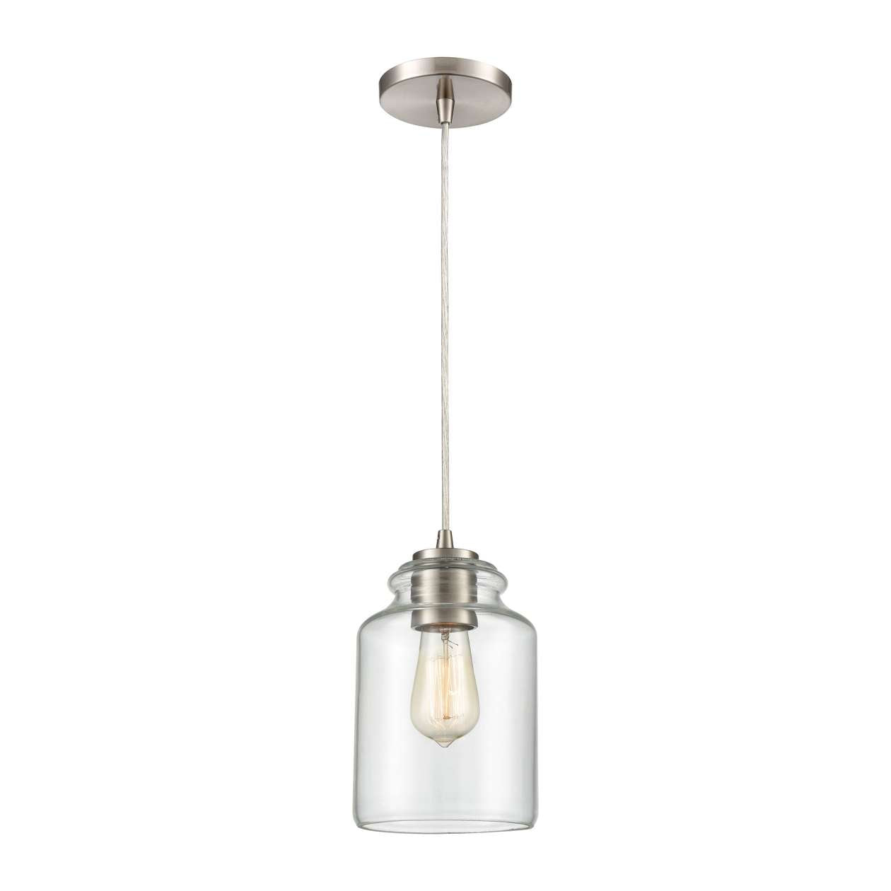 Josie 1-Light Mini Pendant in Satin Nickel with Clear Glass ELK Lighting | Pendant Lamp | Modishstore