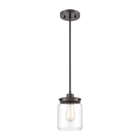 Mason 1-Light Mini Pendant in Oil Rubbed Bronze with Clear Glass ELK Lighting | Pendant Lamp | Modishstore