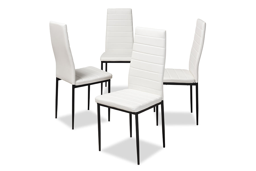 Baxton Studio Armand Modern and Contemporary White Faux Leather Upholstered Dining Chair (Set of 4) | Modishstore | Dining Chairs - 2