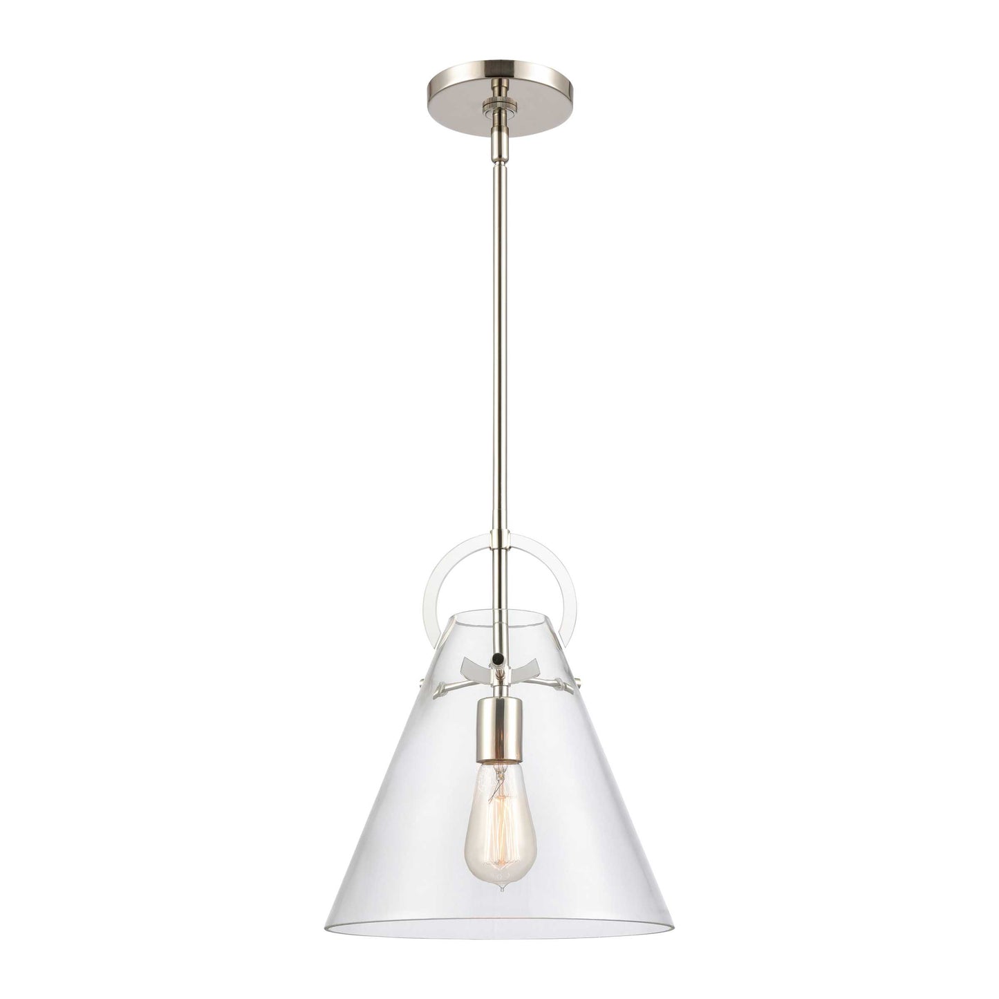 Gabby 11'' Wide 1-Light Mini Pendant - Polished Nickel By ELK |Pendant Lamps |Modishstore 