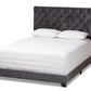 baxton studio candace luxe and glamour dark grey velvet upholstered full size bed | Modish Furniture Store-2