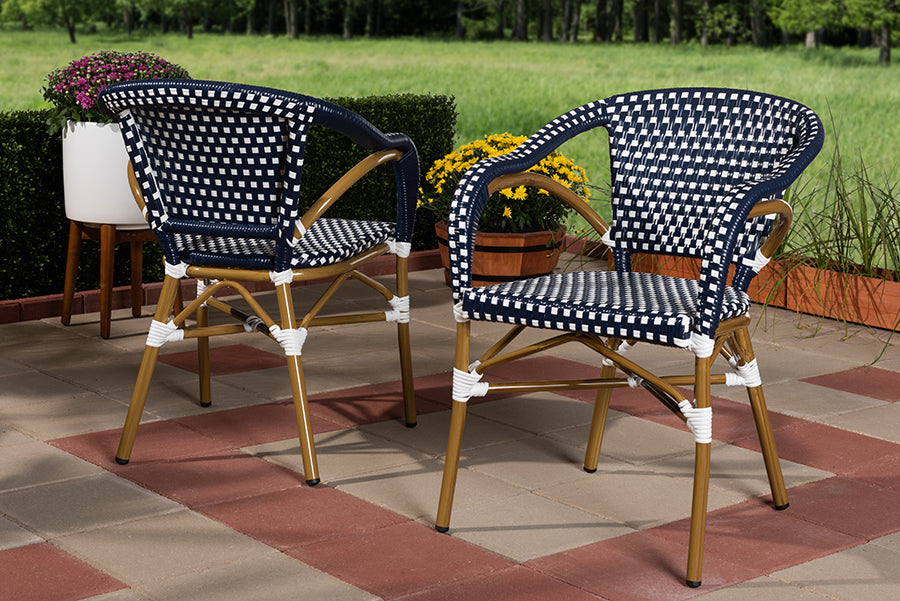 Baxton Studio Eliane Classic French Indoor and Outdoor Navy and