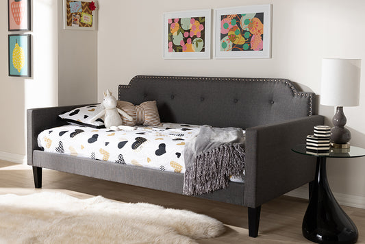 Baxton Studio Packer Modern and Contemporary Grey Fabric Upholstered Twin Size Sofa Daybed | Modishstore | Beds