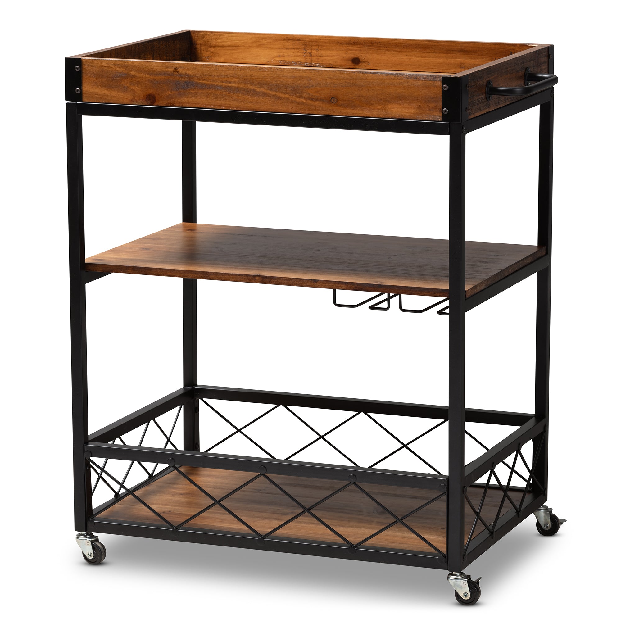 Baxton Studio Capri Vintage Rustic Industrial Oak Brown and Black