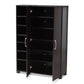 baxton studio marine modern and contemporary wenge dark brown finished 2 door wood entryway shoe storage cabinet with open shelves | Modish Furniture Store-3