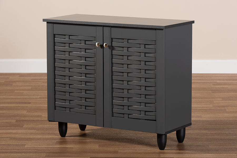 Baxton Studio Winda Modern and Contemporary Dark Gray 2 Door