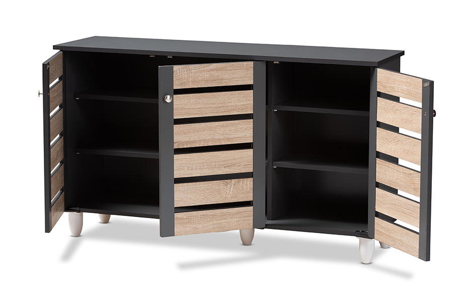 Baxton Studio Gisela Modern and Contemporary Two Tone Oak and Dark