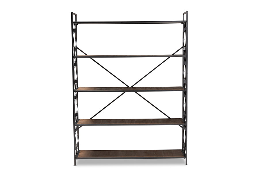 Baxton Studio Mirna Industrial Black Iron Metal and Natural Oak