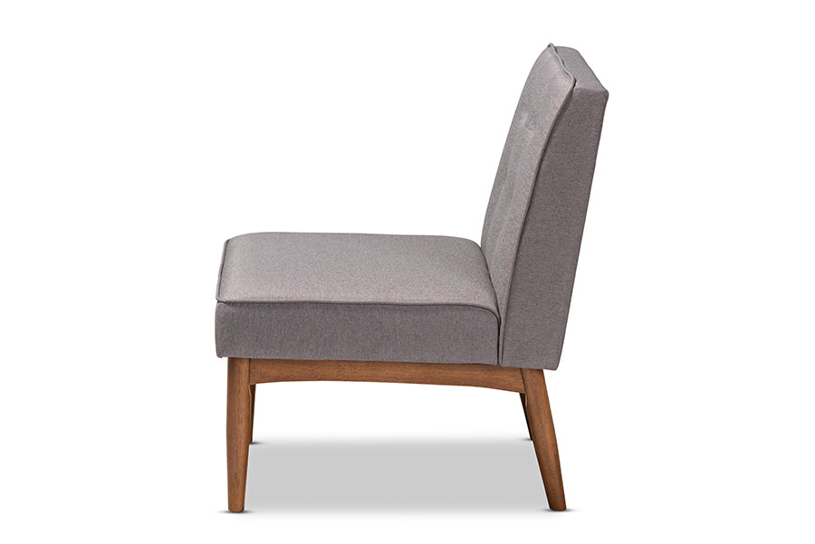 Baxton Studio Arvid Mid-Century Modern Gray Fabric Upholstered Wood Dining Chair | Modishstore | Dining Chairs - 2