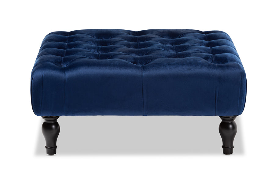 Baxton Studio Keswick Transitional Blue Velvet Fabric Upholstered