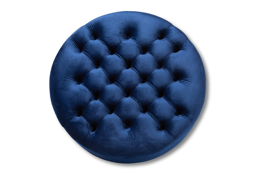 Baxton Studio Palfrey Transitional Blue Velvet Fabric Upholstered