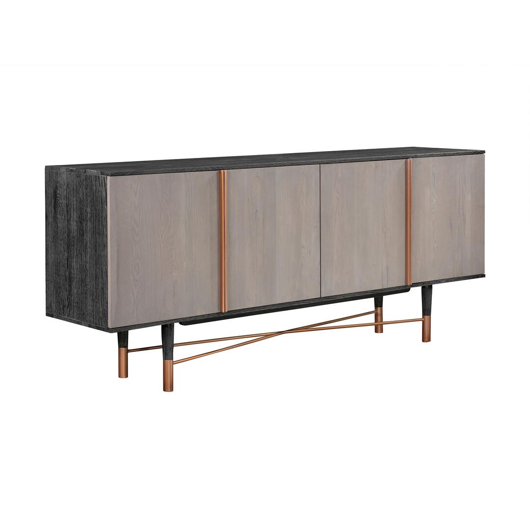 Turin Rustic Oak Wood Sideboard Cabinet with Copper Accent By Armen Living | Cabinets | Modishstore - 3