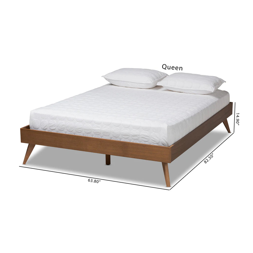 Baxton Studio Lissette Mid-Century Modern Walnut Brown Finished Wood Queen Size Platform Bed Frame | Beds | Modishstore - 7