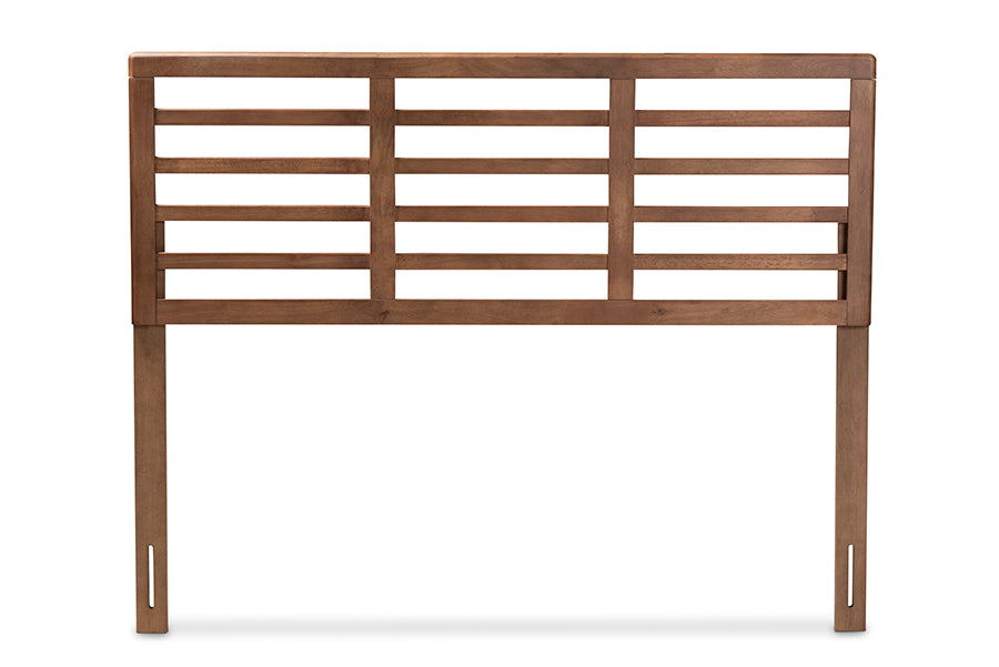 baxton studio salome mid century modern walnut brown finished wood full size open slat headboard | Modish Furniture Store-3