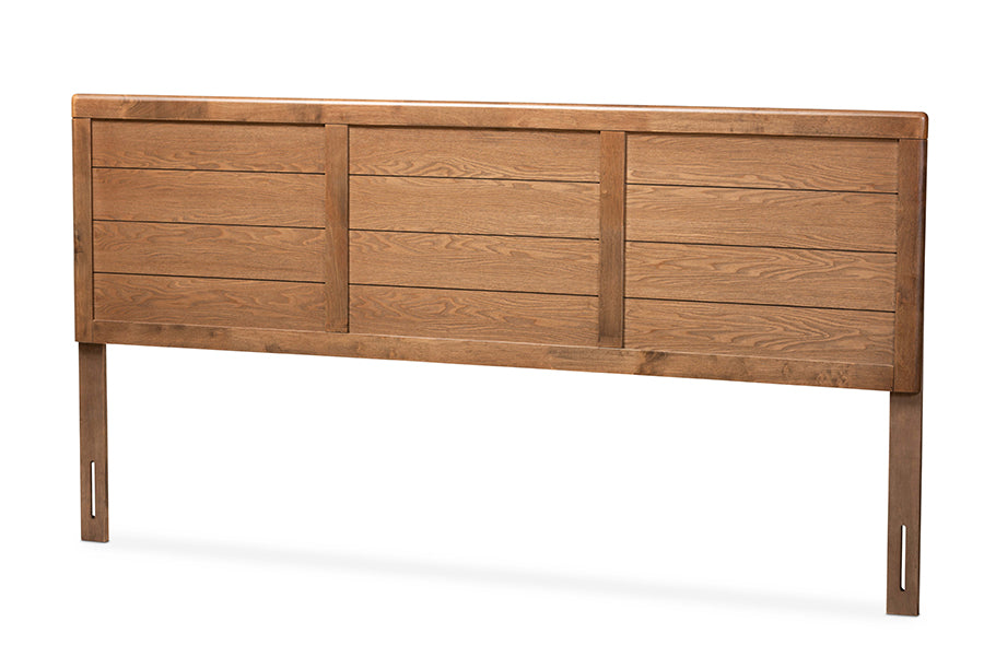 baxton studio seren mid century modern walnut brown finished wood king size headboard | Modish Furniture Store-3