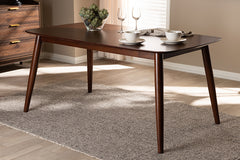 Baxton Studio Edna Mid-Century Modern Walnut Finished Wood Dining Table