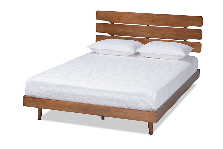 baxton studio anzia mid century modern walnut finished wood queen size platform bed | Modish Furniture Store-2