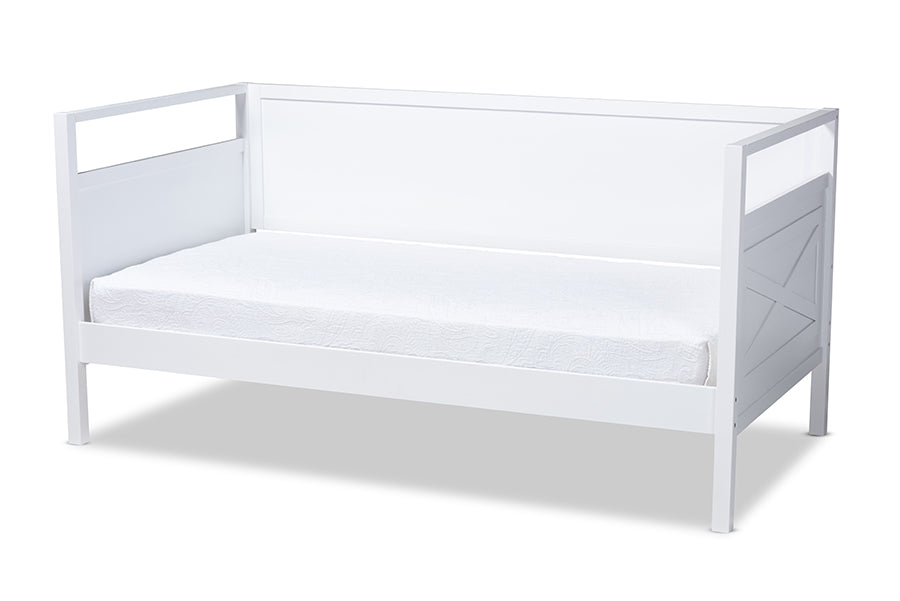 baxton studio cintia cottage farmhouse white finished wood twin size daybed | Modish Furniture Store-2