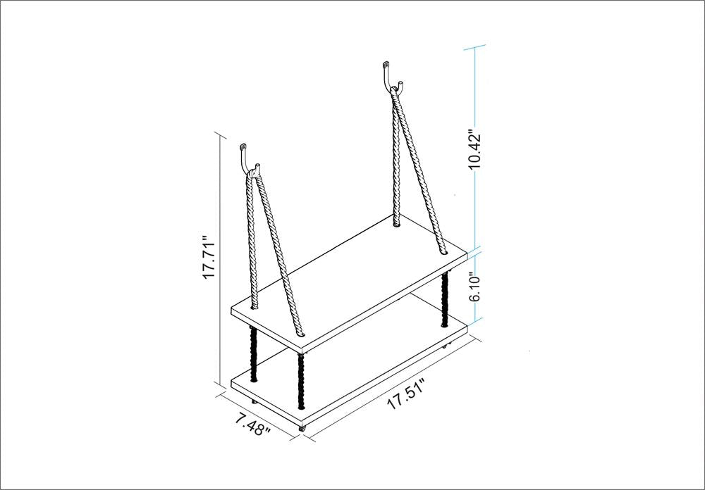 Manhattan Comfort Uptown 2.0 - 17.52" Rope Swing with 2 Shelves | Wall Shelf | Modishstore-8