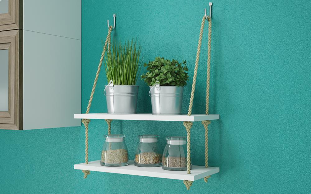 Manhattan Comfort Uptown 2.0 - 17.52" Rope Swing with 2 Shelves | Wall Shelf | Modishstore