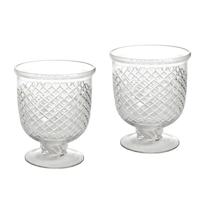 GO Home Pair Of Small Antique Diamond Cut Etched Hurricanes – Modish Store