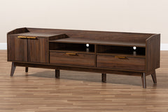 Baxton Studio Lena Mid-Century Modern Walnut Brown Finished 2-Drawer Wood TV Stand