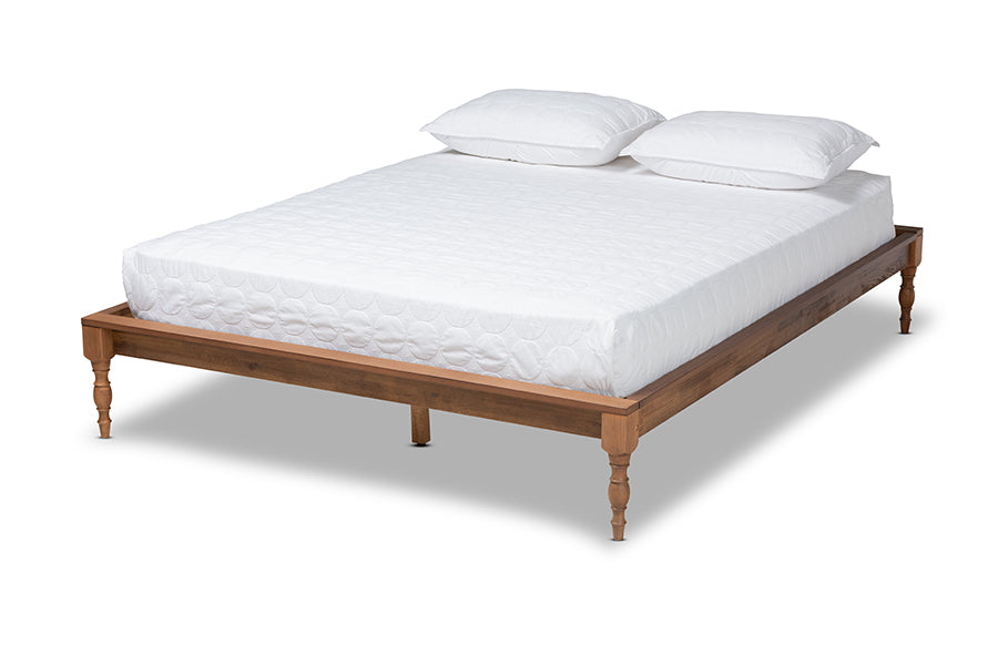 baxton studio romy vintage french inspired ash wanut finished king size wood bed frame | Modish Furniture Store-2