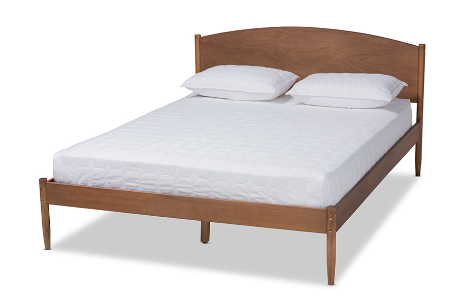 baxton studio leanora mid century modern ash wanut finished full size wood platform bed | Modish Furniture Store-2