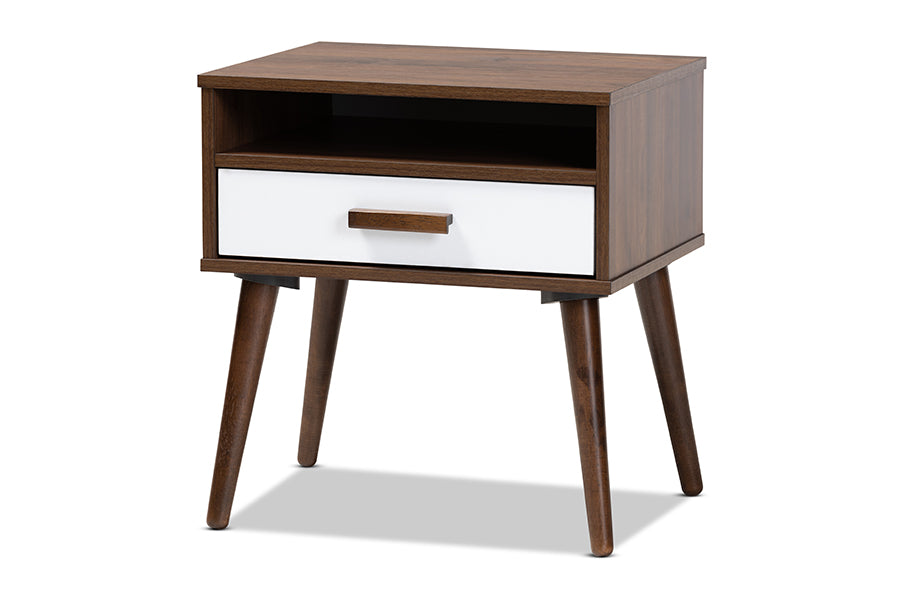 Baxton Studio Quinn Mid Century Modern Two Tone White and Walnut